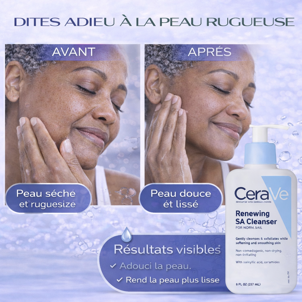 CeraVe Nettoyant Régénérant SA – Exfolie & Lisse la Peau – Peaux Normales 237ml
