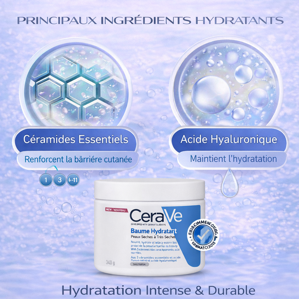 CeraVe Baume Hydratant Visage & Corps – Hydratation Intense Peaux Sèches à Très Sèches 454g