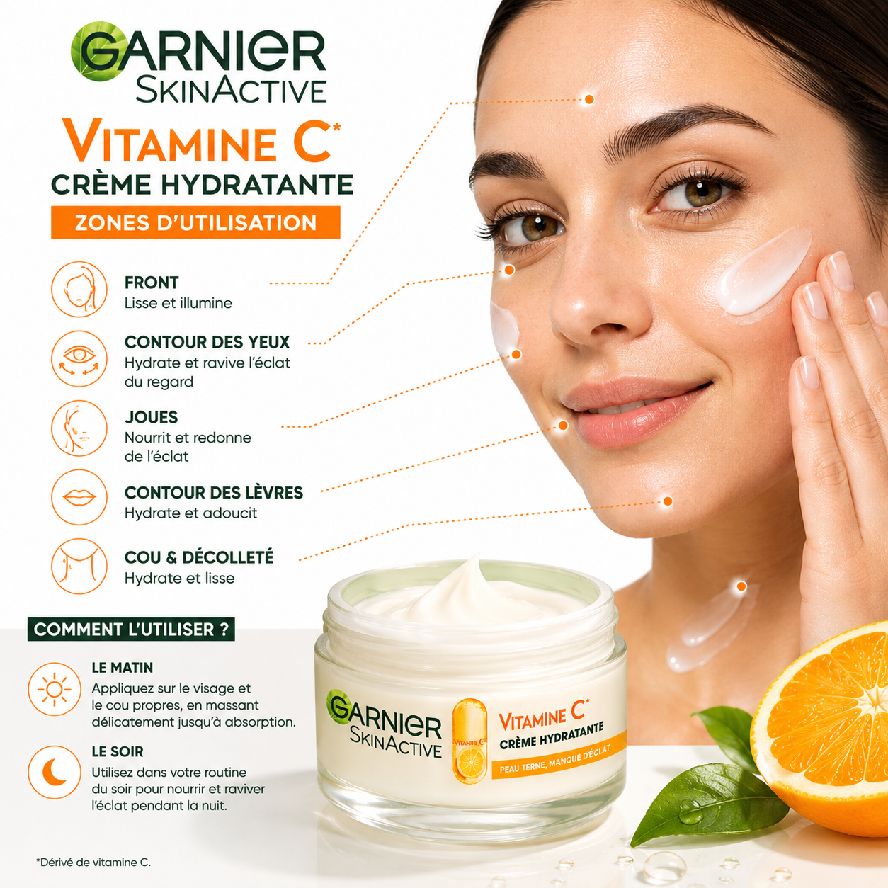 Garnier SkinActive Vitamine C – Crème Hydratante Certifiée Bio Éclat Quotidien