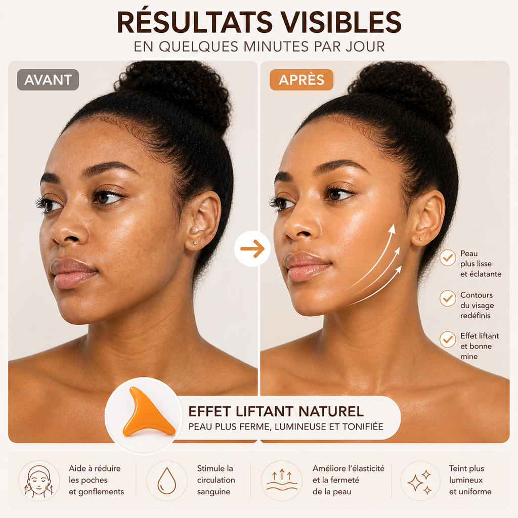 Outil de Massage Visage en Résine – Lifting Naturel & Drainage Facial (Gua Sha Moderne)