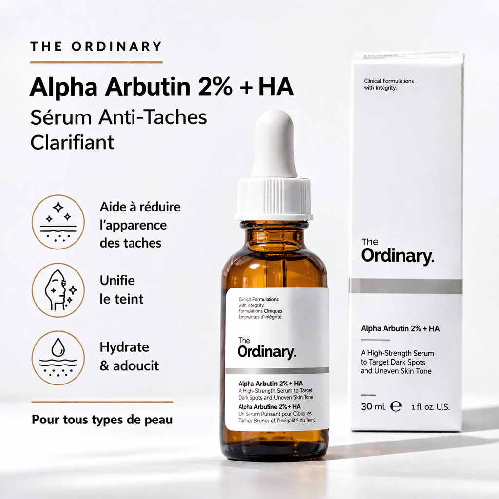 Sérum Alpha Arbutin 2% + Acide Hyaluronique The Ordinary – Anti-Taches & Teint Uniforme