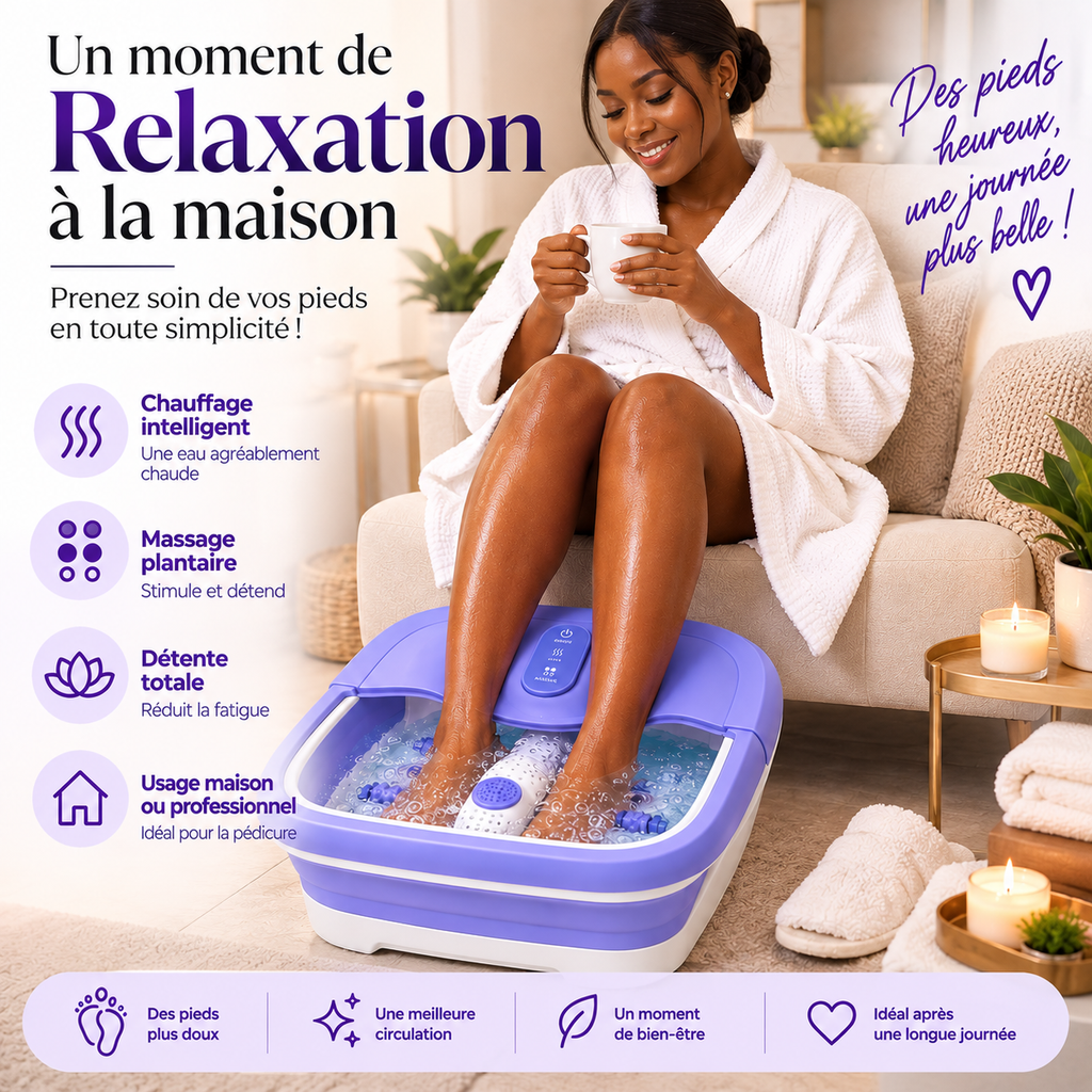 Bain de Pieds Pliable Chauffant avec Massage – Spa Pédicure Électrique