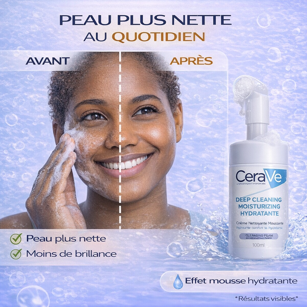 CeraVe Crème Nettoyante Moussante Hydratante – Nettoyage Profond & Confort – Visage