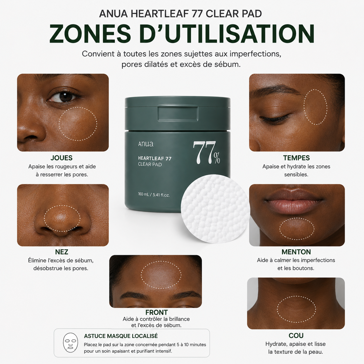 ANUA Heartleaf 77 Clear Pad – Disques Tonifiants Apaisants & Exfoliants