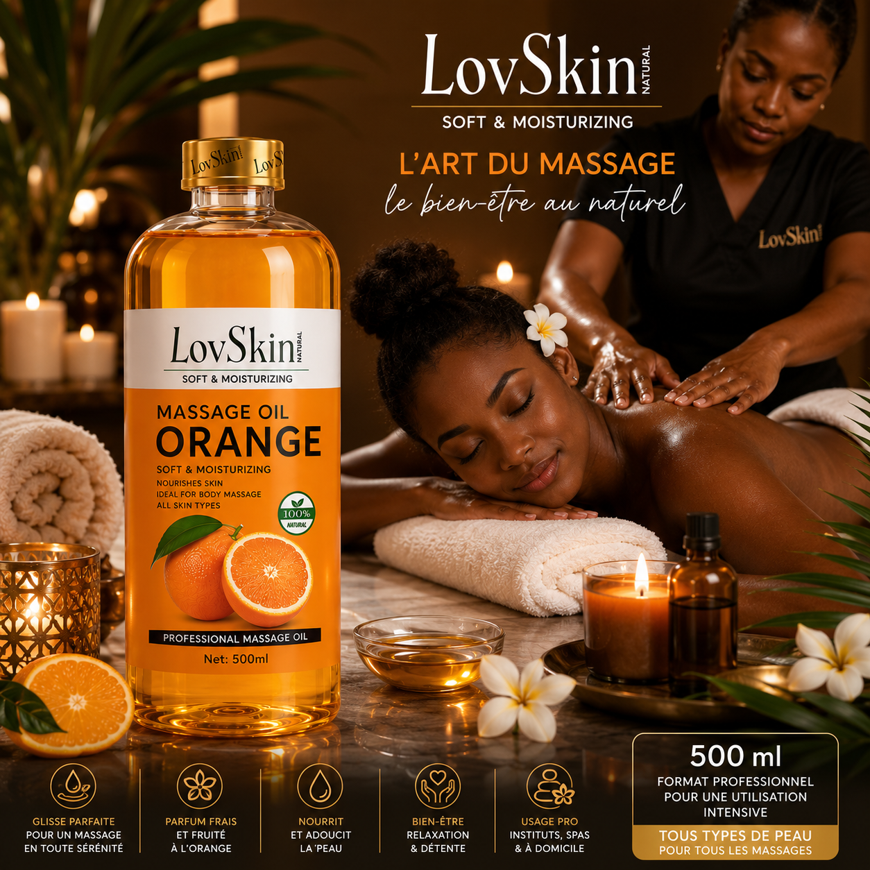 Huile De Massage Orange LovSkin 500 ml