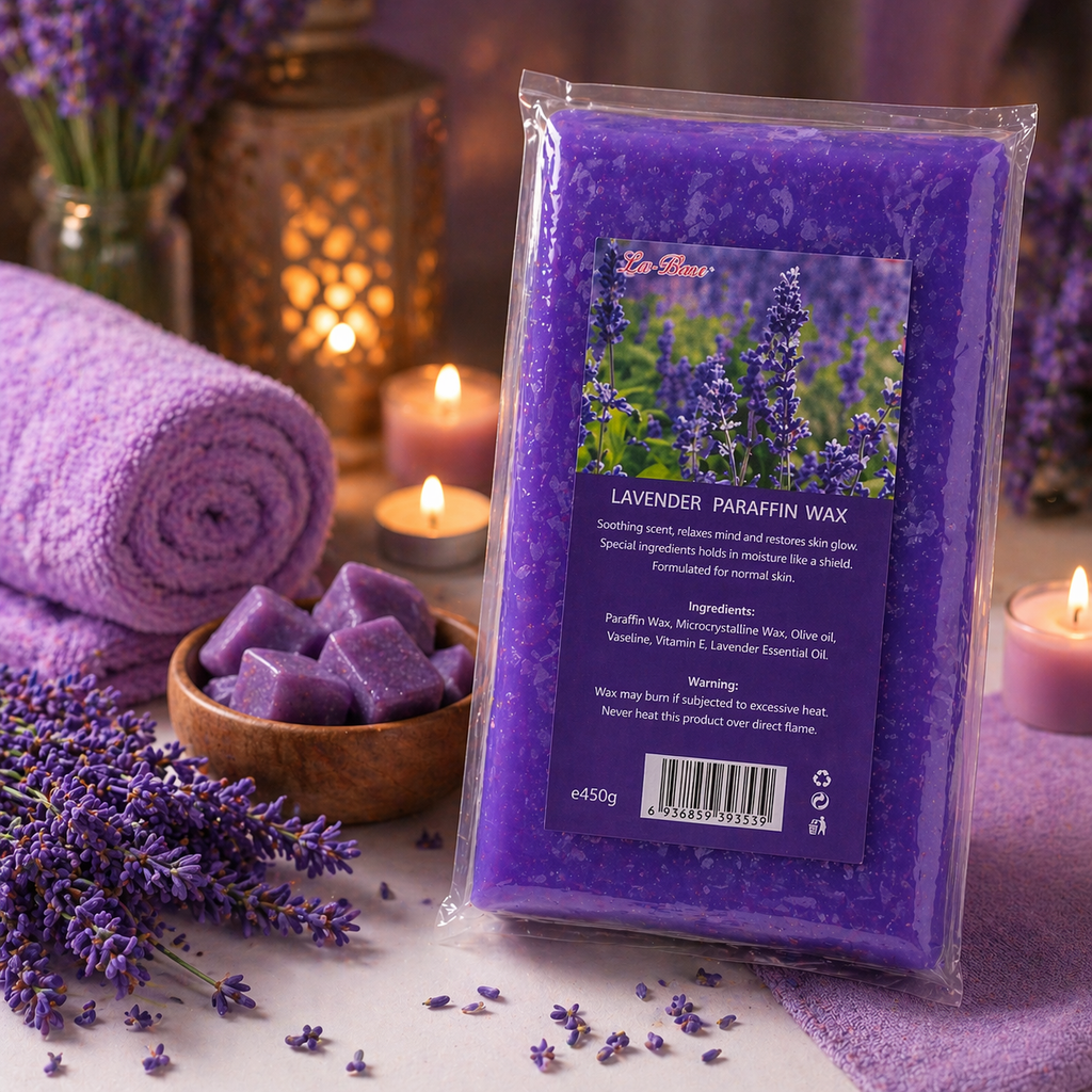 Paraffine WAX Cosmétique Lavande 450g – Soin Relaxant Mains & Pieds Spa