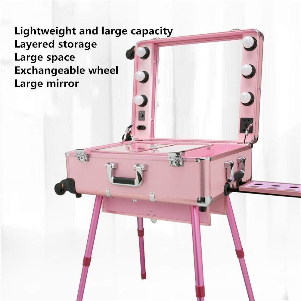 Valise Studio Make-up Trolley - Table de maquillage Professionnel avec Ampoules