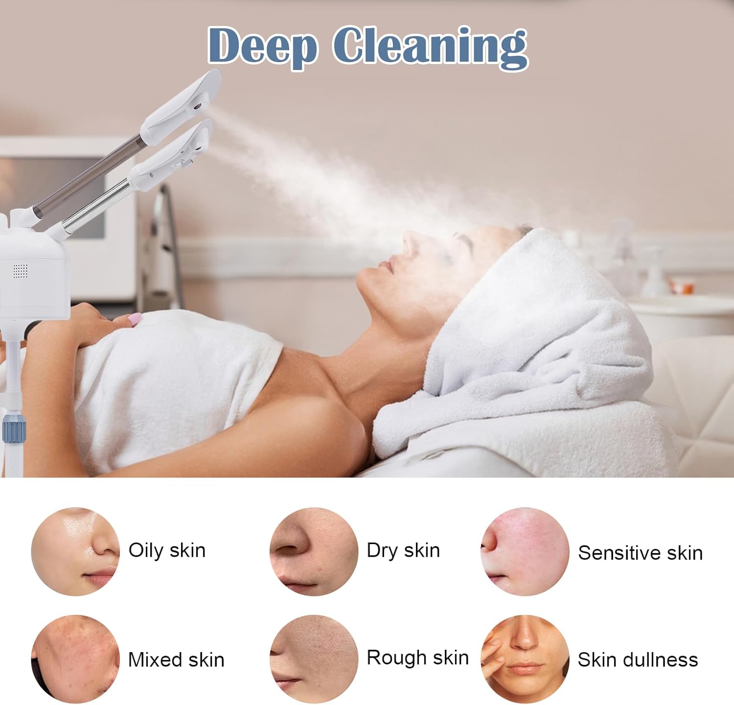 Vapozone Visage avec 3 Embouts – Appareil de Soin pour une Peau Rayonnante