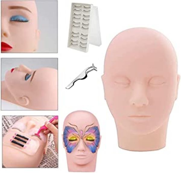 Modèle pour Formation Maquillage en Silicone – Tête de Mannequin pour Extension de Cils et Apprentissage