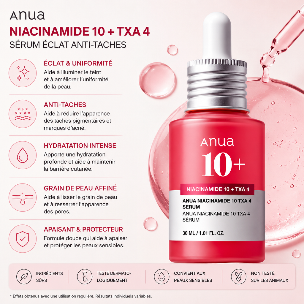ANUA Niacinamide 10 + TXA 4 Serum – Sérum Éclat Anti-Taches – 30ml