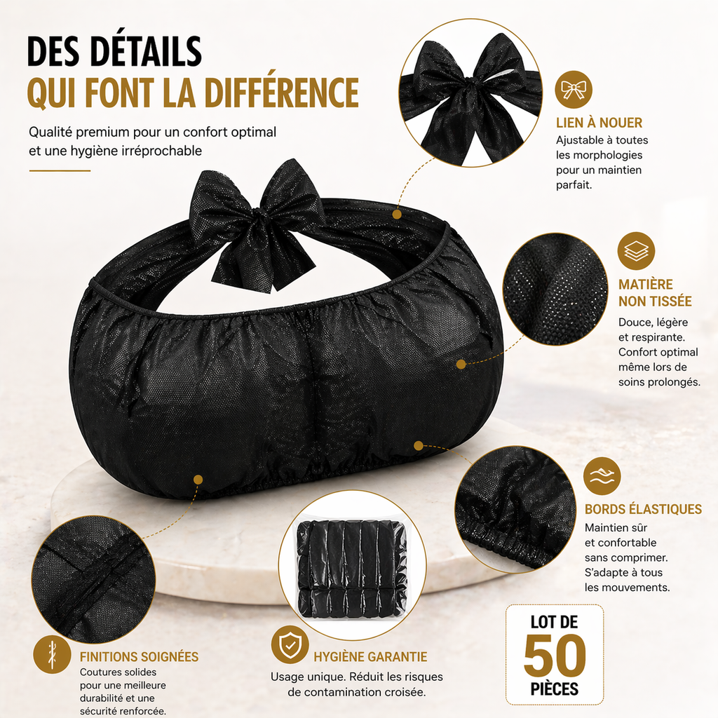 Lot de 50 Soutiens-Gorge Jetables Noir – Sous-vêtements SPA Hygiéniques pour Soins, Massage & Institut