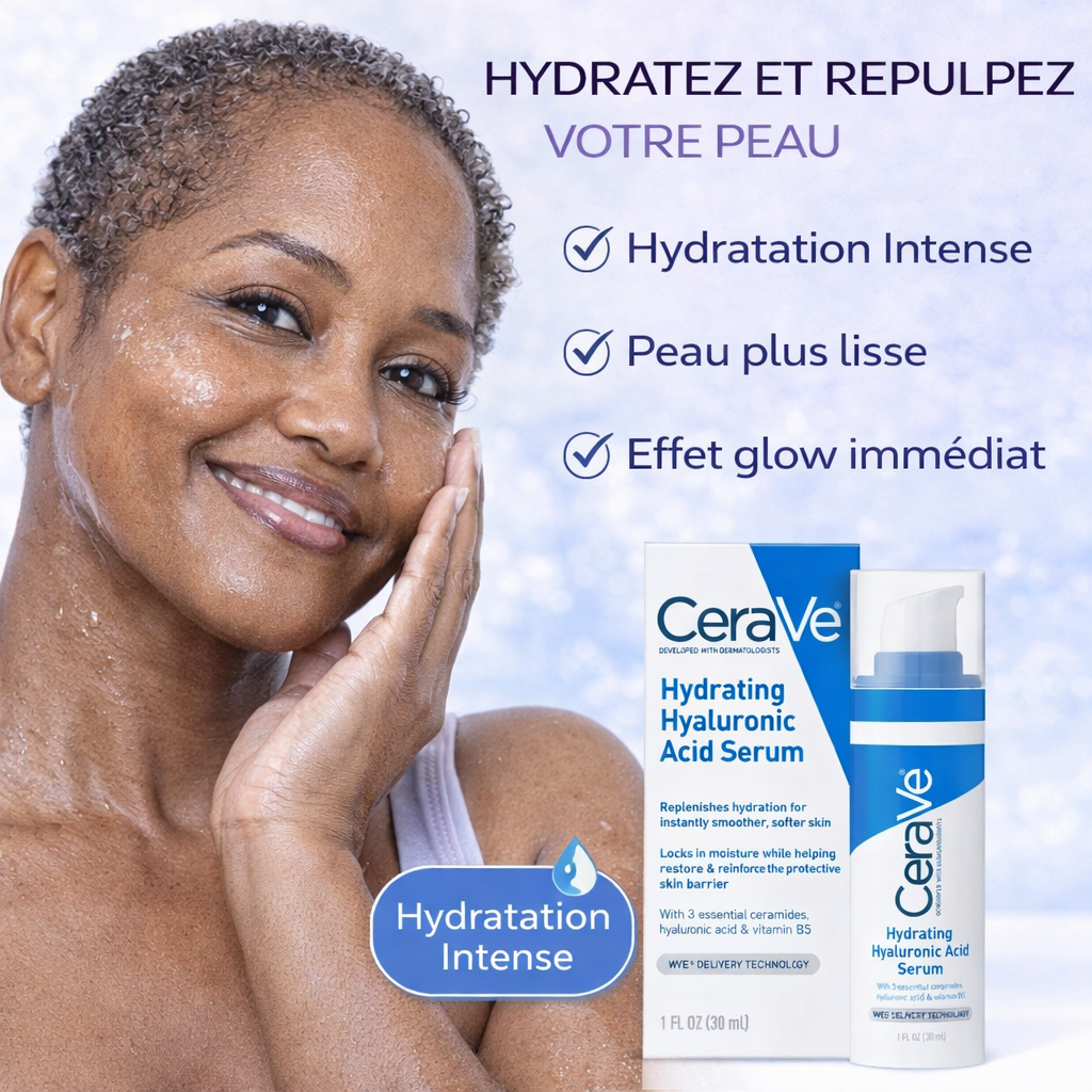 CeraVe Sérum Hydratant Acide Hyaluronique – Hydrate & Repulpe – Peaux Normales à Sèches 30ml