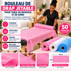 Rouleau Drap Jetable Table de Massage 50 Feuilles 60 x 180 cm - Rose Blanc Bleu