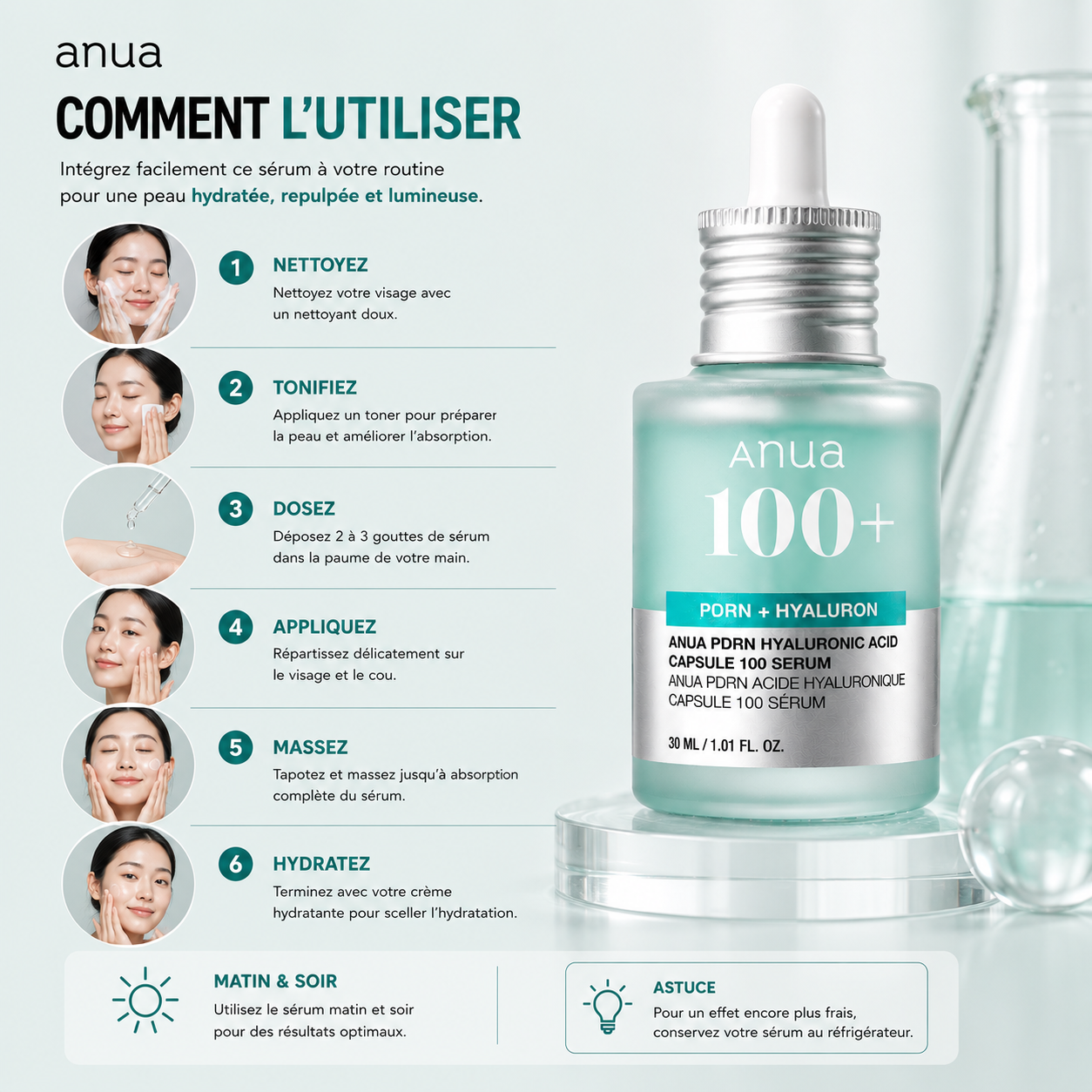 ANUA PDRN Hyaluronic Acid Capsule 100 Serum – Sérum Hydratant Repulpant – 30 ml