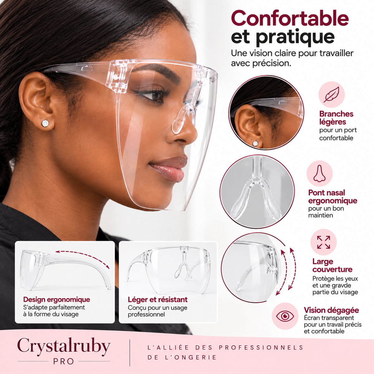 Visière de Protection Transparente pour Prothésiste Ongulaire – Protection Visage &amp; Yeux