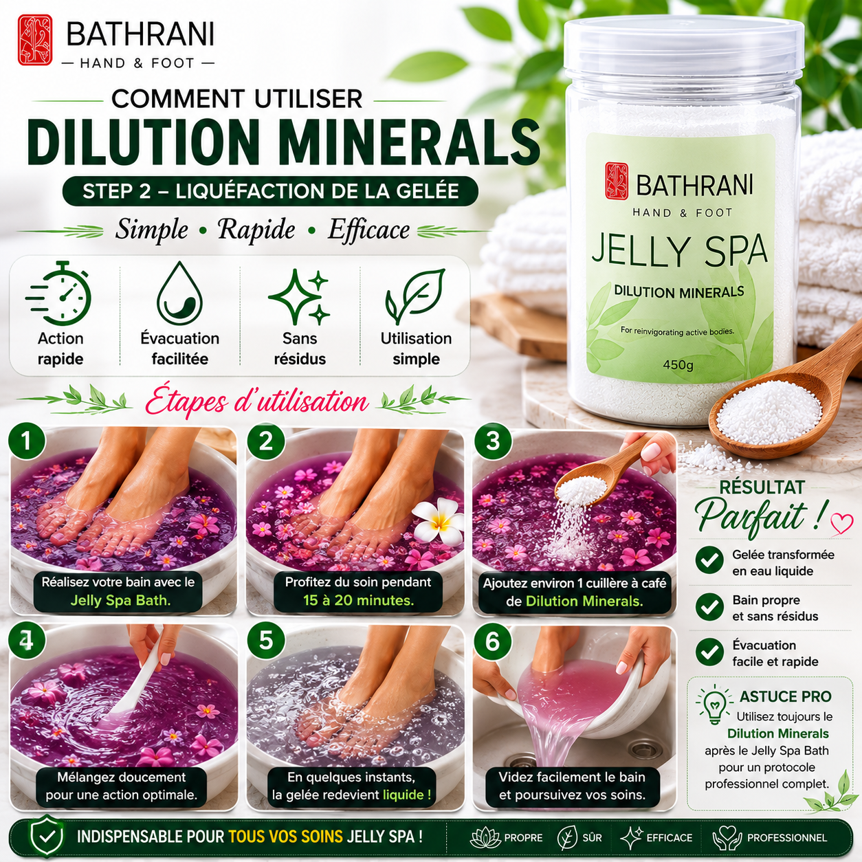 Bathrani Dilution Minerals – Dissolvant de Gelée pour Jelly Spa Bath | 450 g