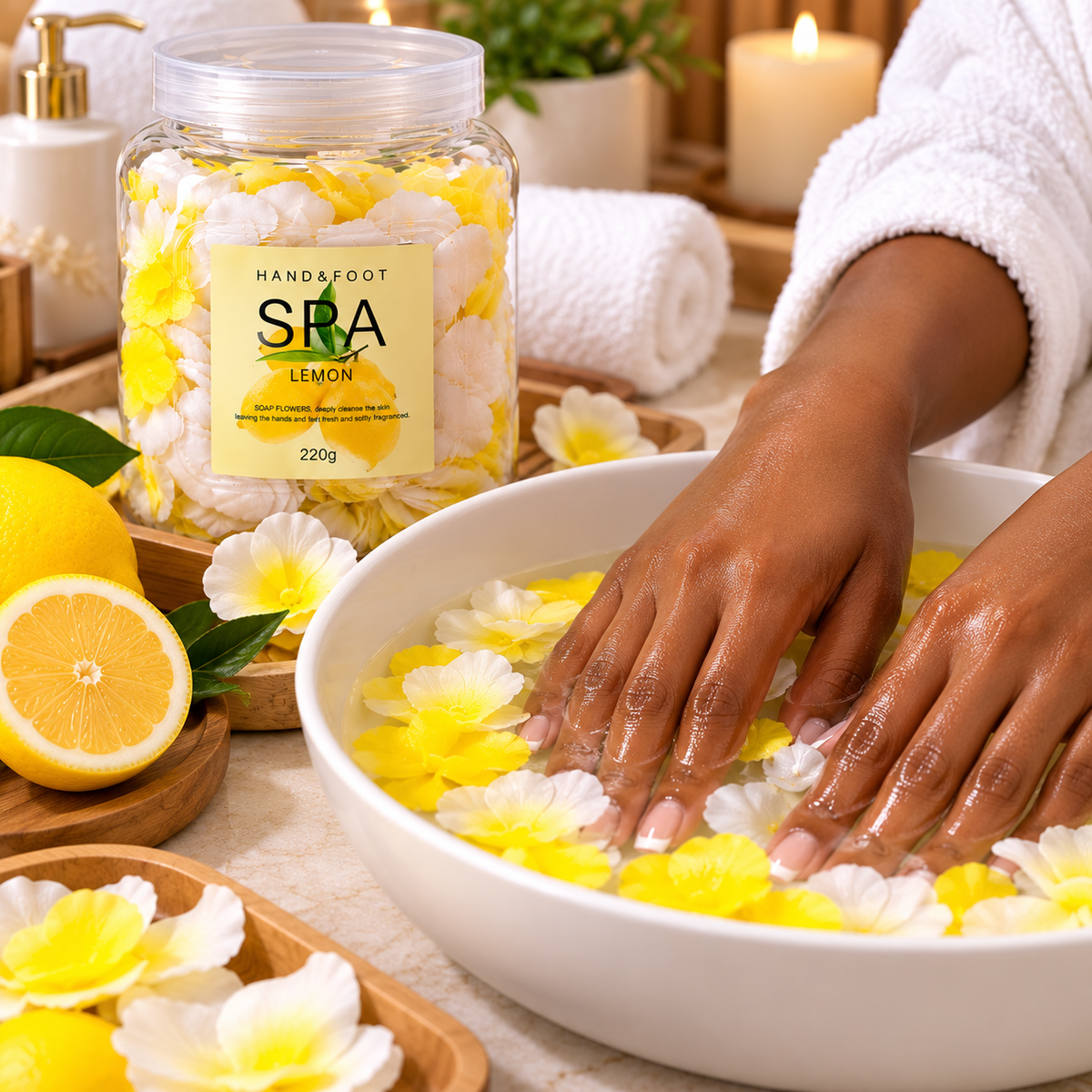 Fleurs de Savon Spa au Citron Mains & Pieds – Lemon Soap Flowers – 220 g / 800 g