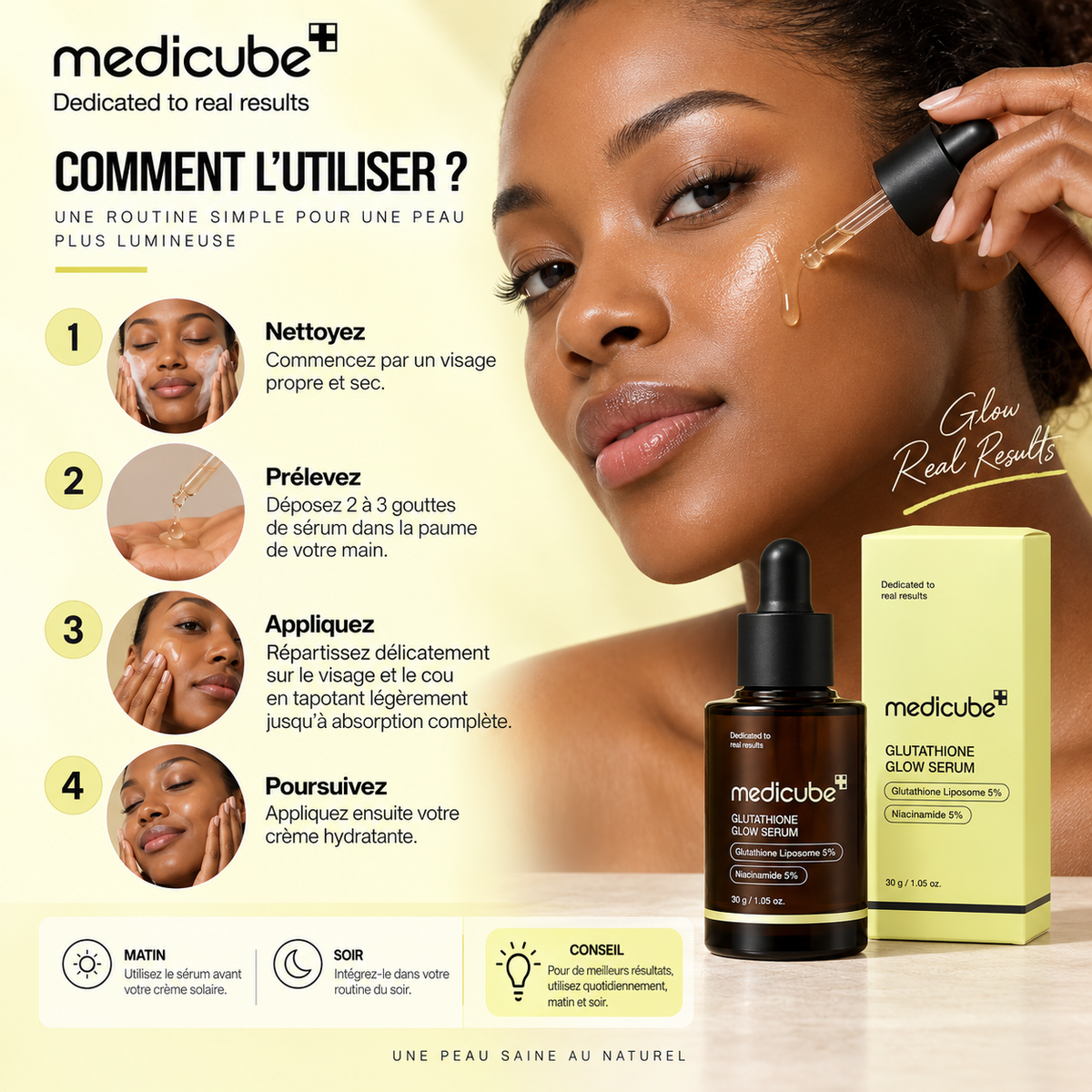 Medicube Glutathione Glow Serum – Sérum Éclat au Glutathion Liposome 5 % & Niacinamide 5 % – 30 g