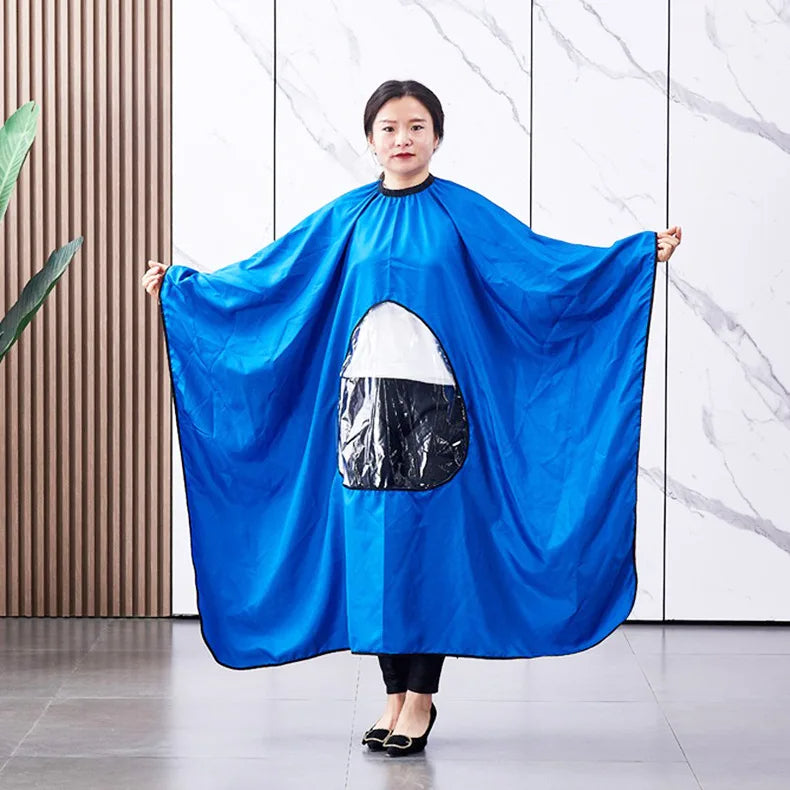 Cape de Coiffeur Professionnelle Imperméable avec Fenêtre de Visualisation pour Téléphone