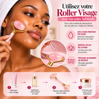 Roller Visage Double Embout en Quartz Rose – Rouleau de Massage Facial