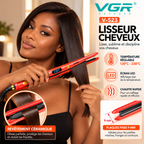 VGR V-523 – Lisseur Professionnel Céramique à Plaques Fines 9 mm, Température Réglable 120–230 °C, Écran LED – Rose Gold