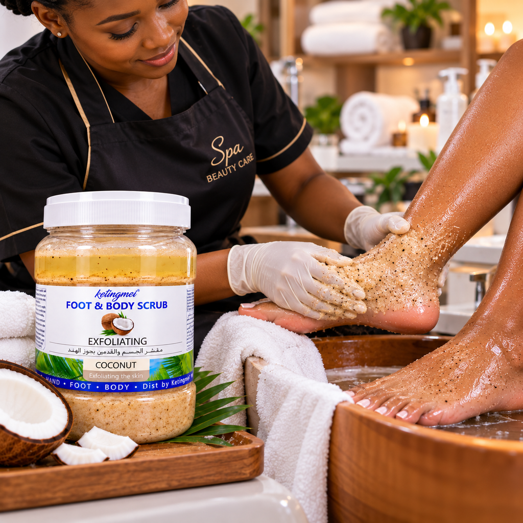 Ketingmei Foot & Body Scrub Coconut – Gommage Exfoliant Coco Corps, Pieds & Mains