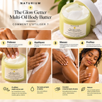 NATURIUM The Glow Getter Multi-Oil Body Butter – Beurre Corporel Nourrissant & Hydratant aux Huiles Végétales – 232 ml