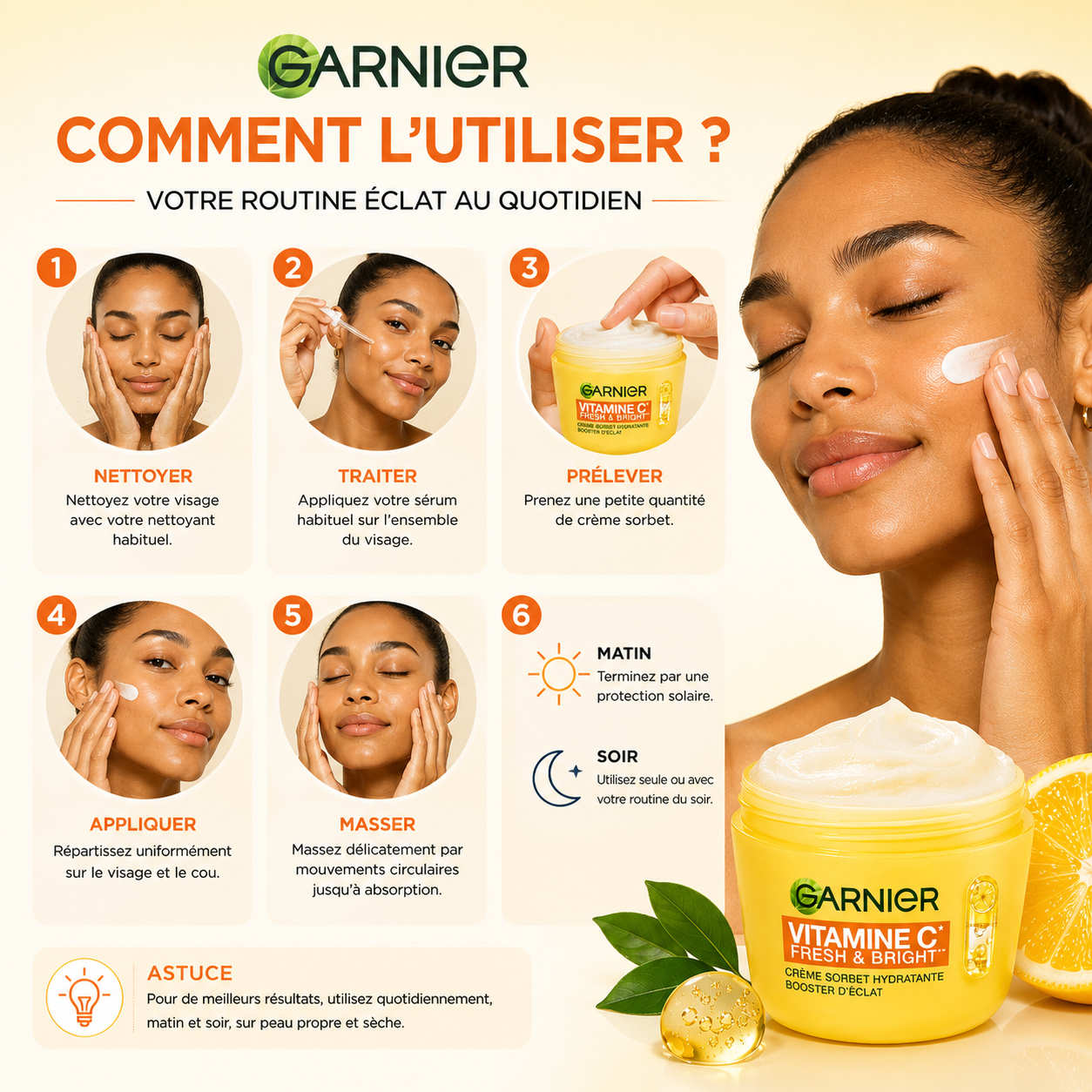 Garnier Vitamine C Fresh & Bright Crème Sorbet Hydratante Booster d’Éclat – 85 ml