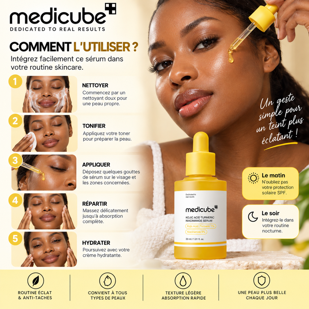 Medicube Kojic Acid Turmeric Niacinamide Serum – Sérum Éclat & Anti-Taches – 30 ml