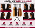 Support Professionnel Réglable pour Tresses et Extensions de Cheveux – Organisateur 60 Emplacements sur Trépied