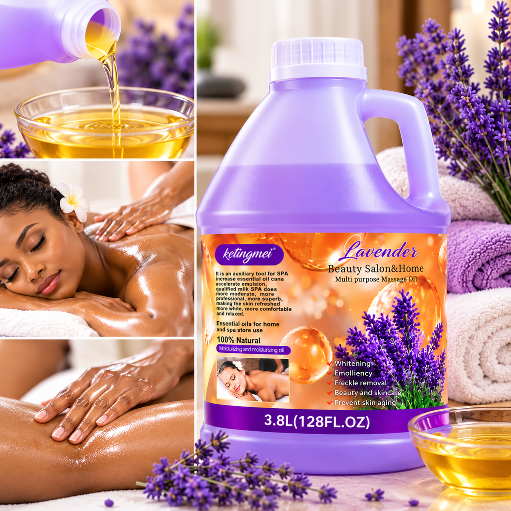 Ketingmei Huile de Massage Corps à la Lavande – Grand Format 3,8 L
