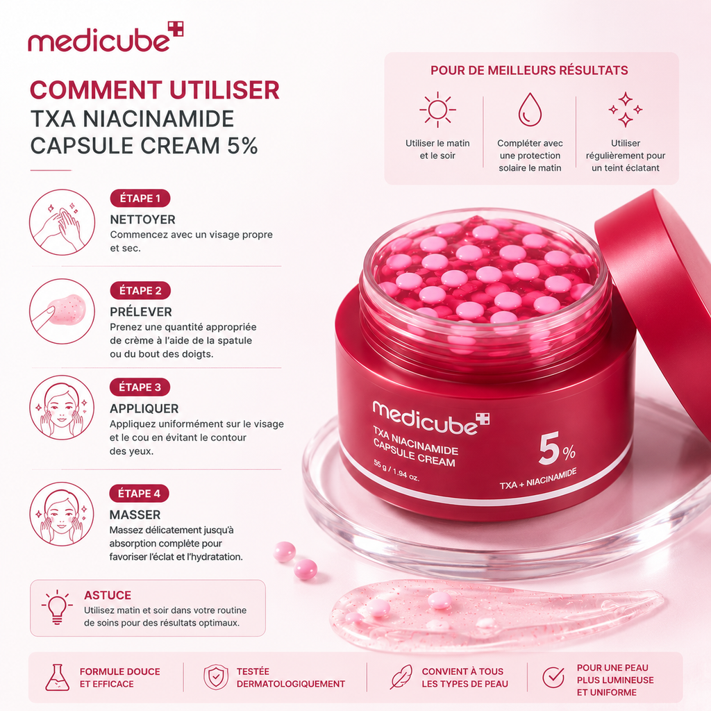Medicube TXA Niacinamide Capsule Cream 5% – Crème Éclat Au TXA Et À La Niacinamide Pour Un Teint Uniforme Et Lumineux – 55 g