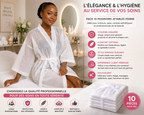 Pack de 10 Peignoirs Jetables Femme – Kimono Blanc Non Tissé pour Spa, Institut & Esthétique