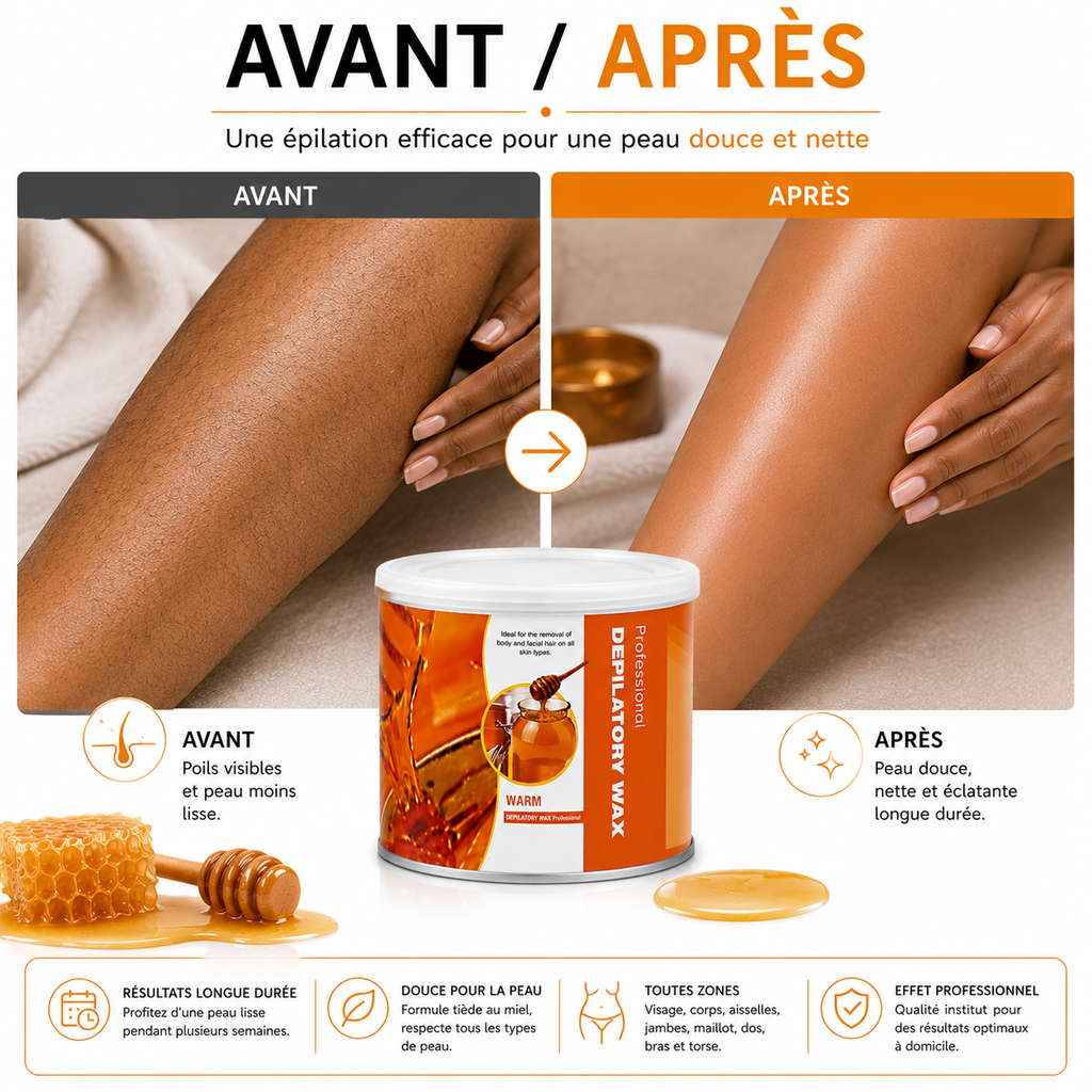 Cire d'Épilation Tiède Professionnelle au Miel – 500 g