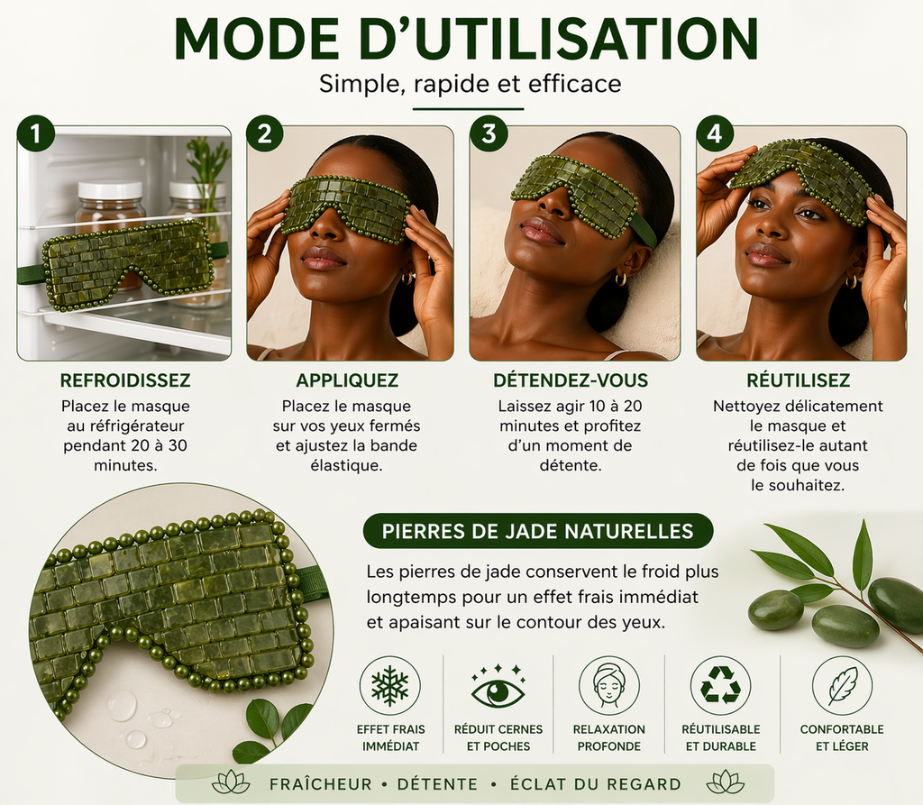 Masque Yeux en Jade Naturel – Rituel de Fraîcheur & Éclat du Regard