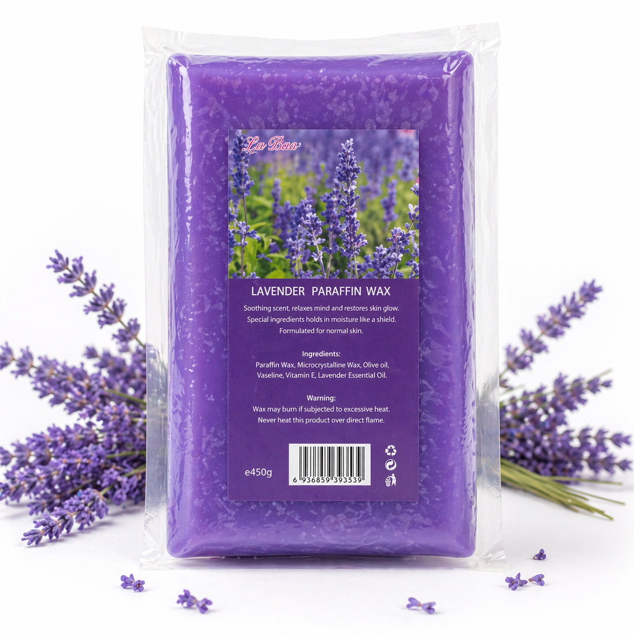 Paraffine WAX Cosmétique Lavande 450g – Soin Relaxant Mains & Pieds Spa