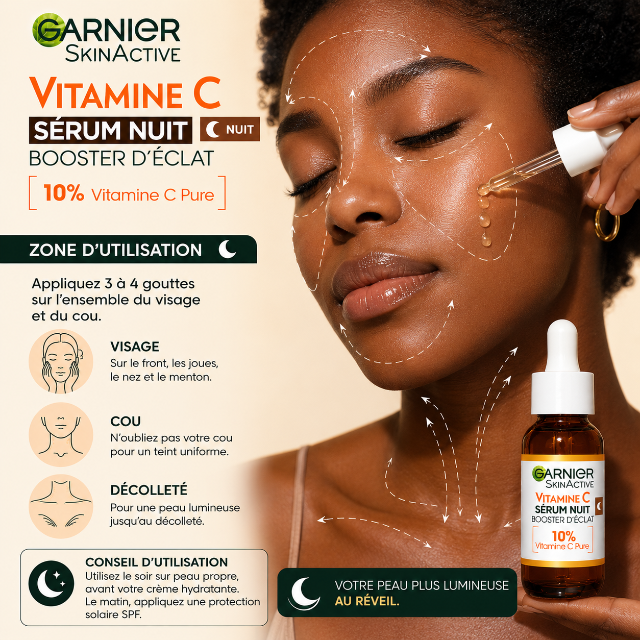 Garnier SkinActive Vitamine C – Sérum Nuit Booster D’Éclat 10% Vitamine C Pure