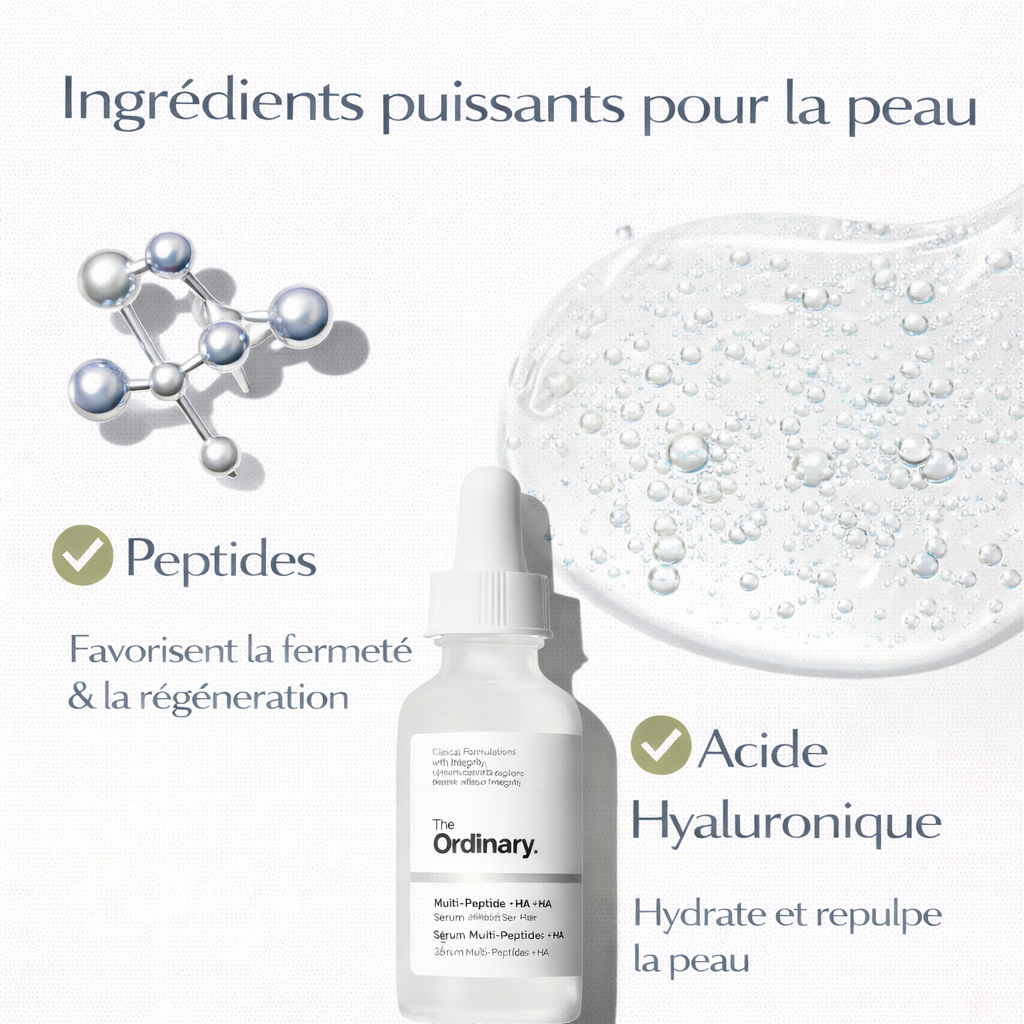 Sérum Multi-Peptides + Acide Hyaluronique The Ordinary (60ml) – Anti-Âge Global & Peau Repulpée
