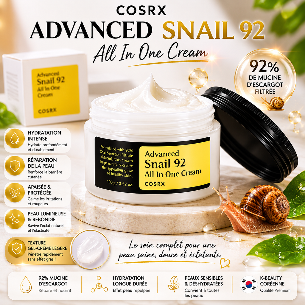 COSRX Advanced Snail 92 All In One Cream – Crème Réparatrice 100g