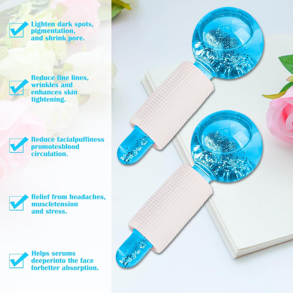Lot de 2 Globes de Glace pour Massage du Visage – Soin Rafraîchissant et Revitalisant