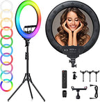 Ring light Arc en Ciel avec Trépied - Anneau Lumineux LED pour Vidéo Maquillage Youtube Tiktok Photo - Avec 3 Supports téléphone -  18 Pouces