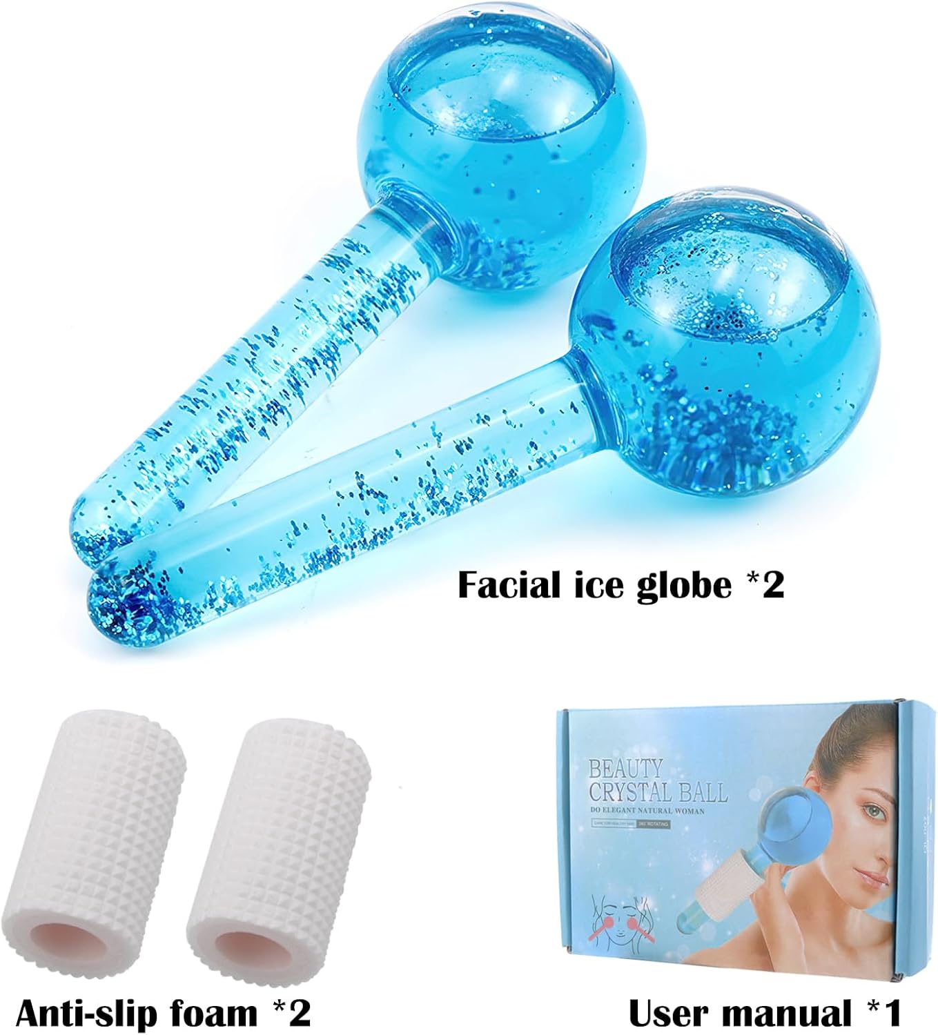 Lot de 2 Globes de Glace pour Massage du Visage – Soin Rafraîchissant et Revitalisant