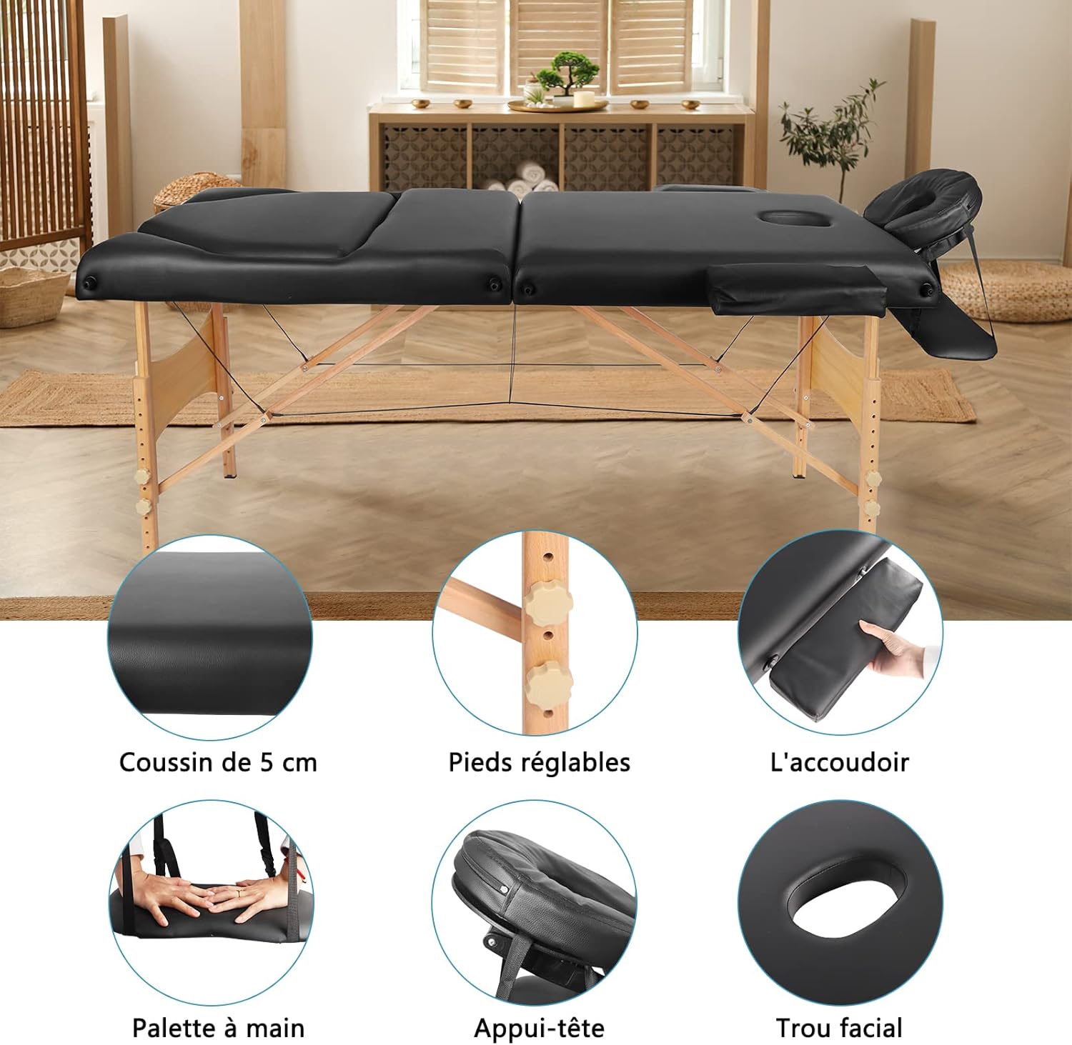 Table de Massage & Relaxation Pliante Professionnelle – Lit Esthétique Professionnel Portable