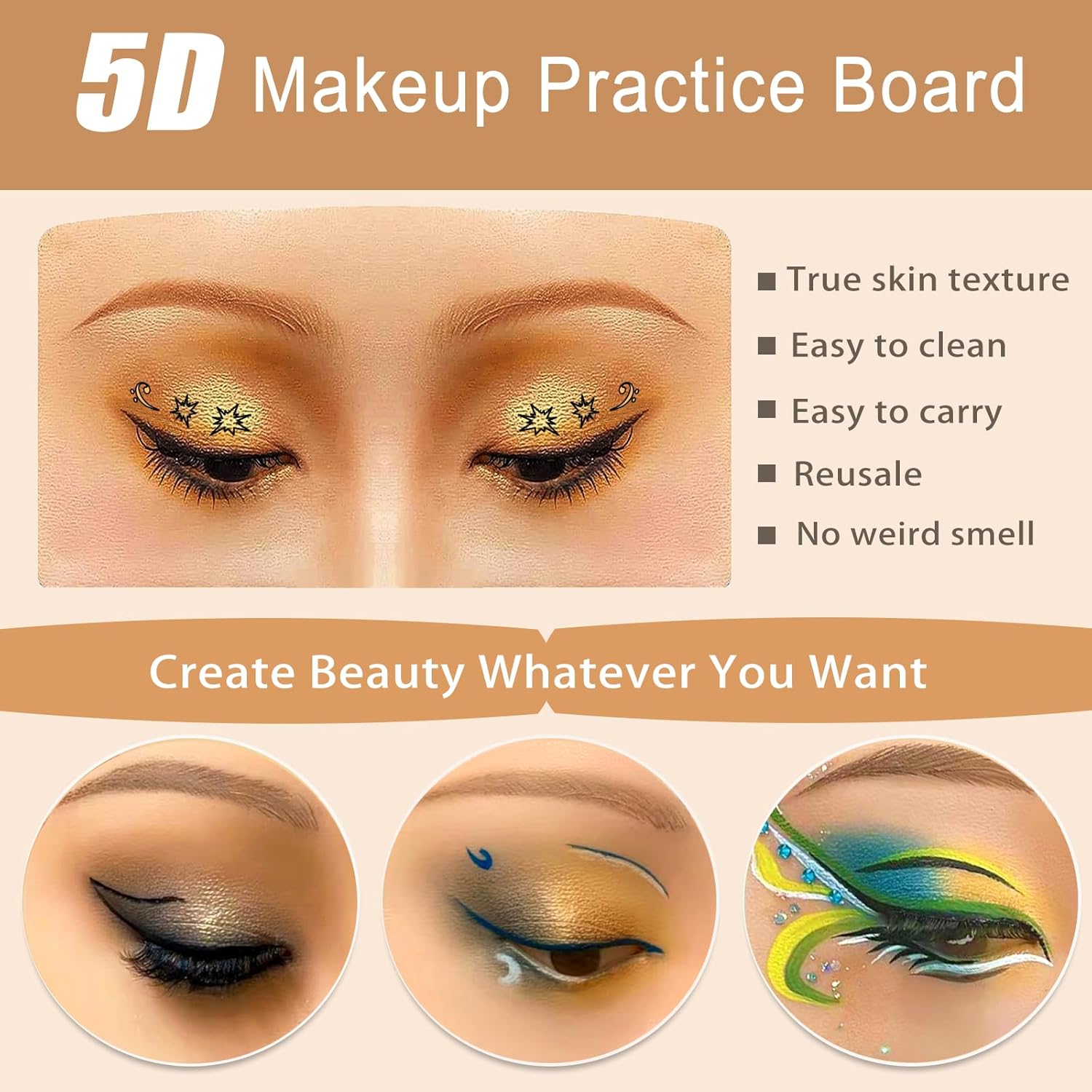 Mannequin Visage 5D Réutilisable – Planche d'Entraînement en Silicone pour Maquillage