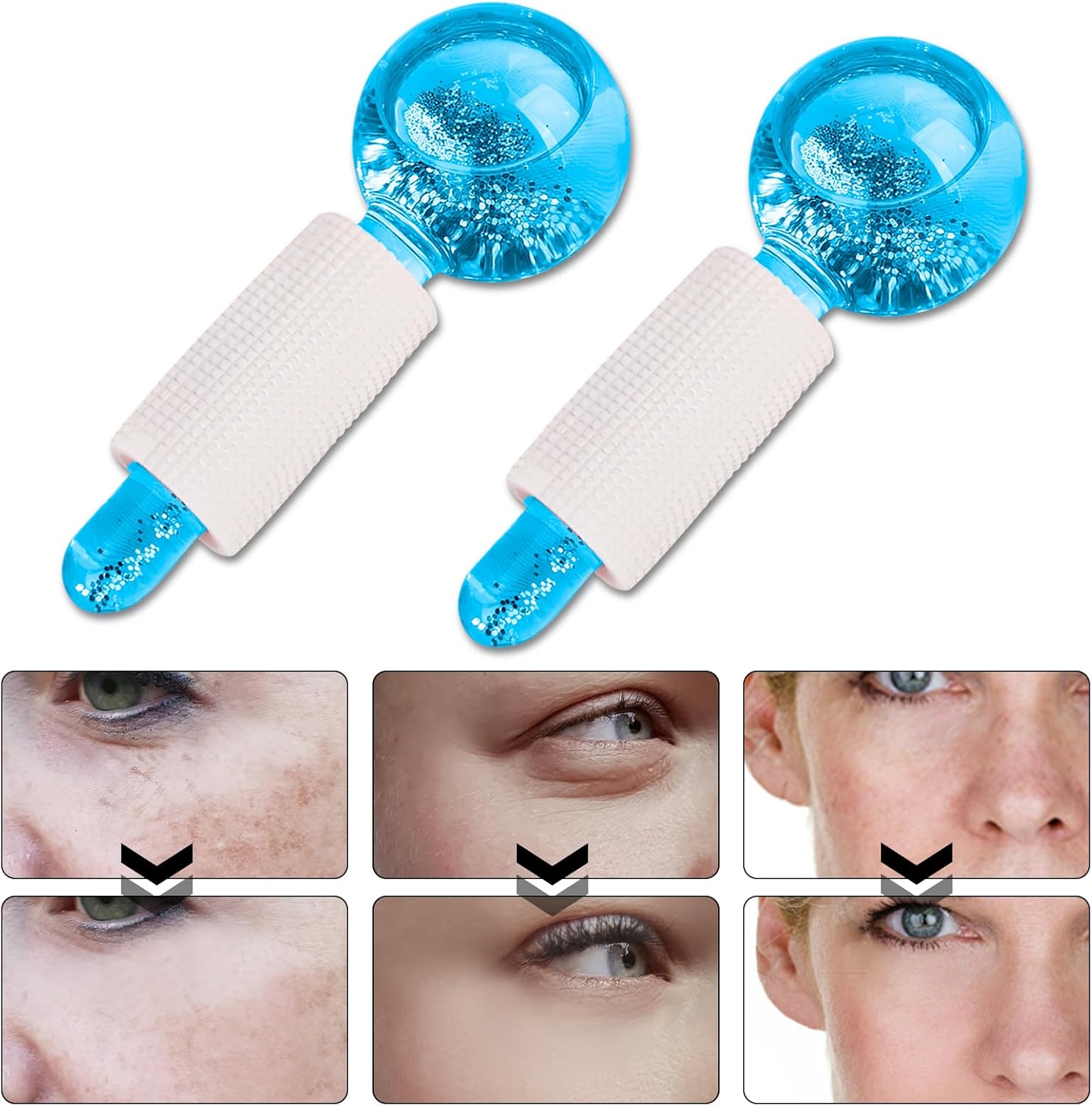 Lot de 2 Globes de Glace pour Massage du Visage – Soin Rafraîchissant et Revitalisant