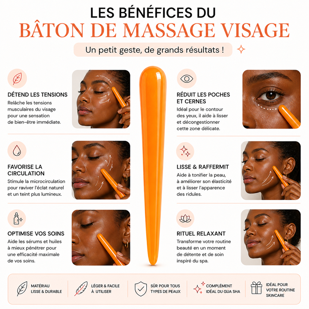 Bâton de Massage Visage Précision – Stylet Facial Ergonomique pour Zones Ciblées