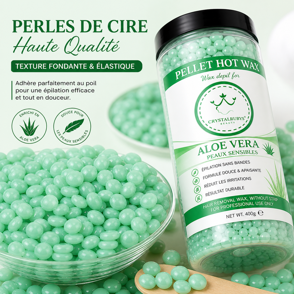 Cire Pelable en Perles Vertes – Épilation Sans Bandes Peaux Sensibles