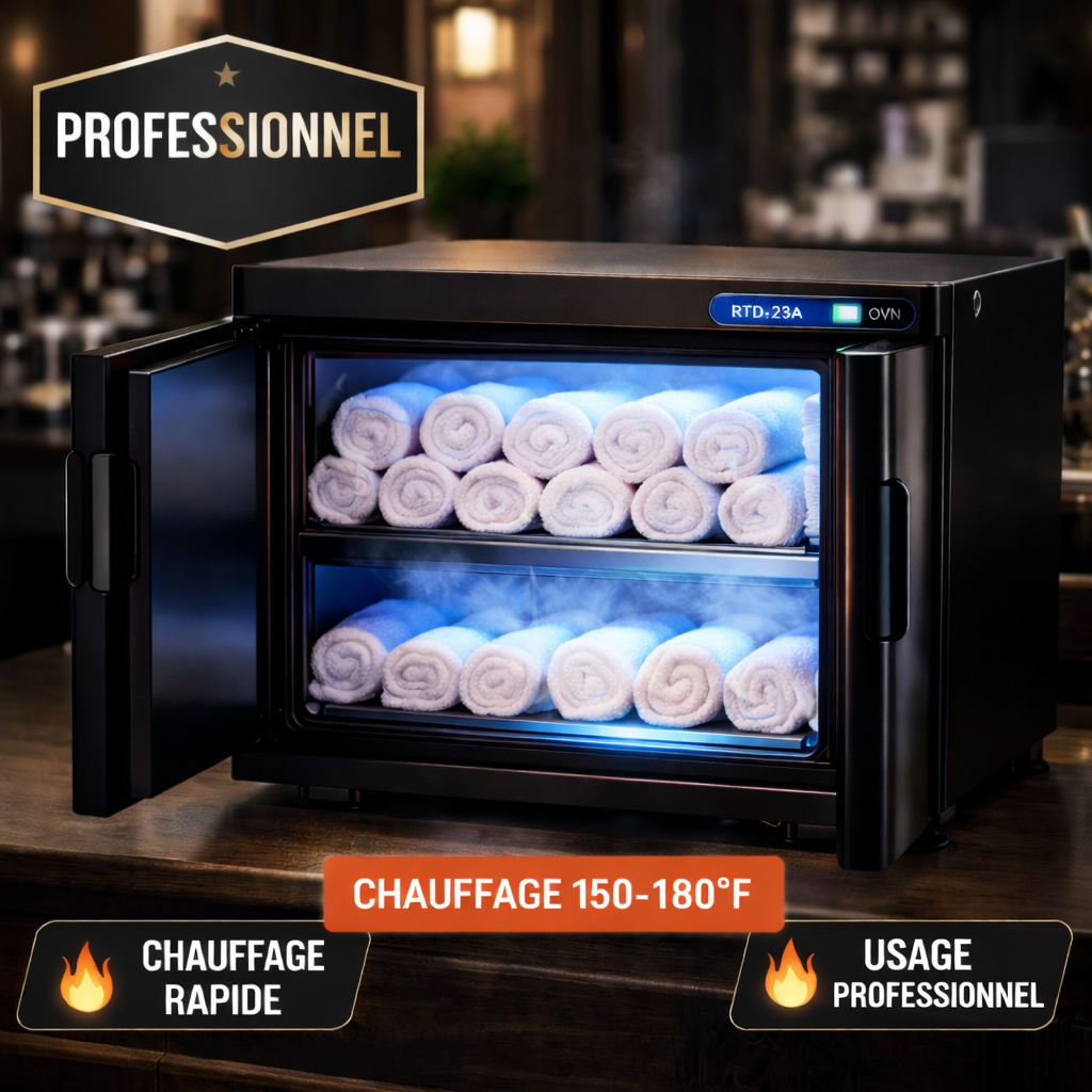 Chauffe-Serviettes & Stérilisateur UV Professionnel Noir RTD-23A – Institut Spa Barber Premium