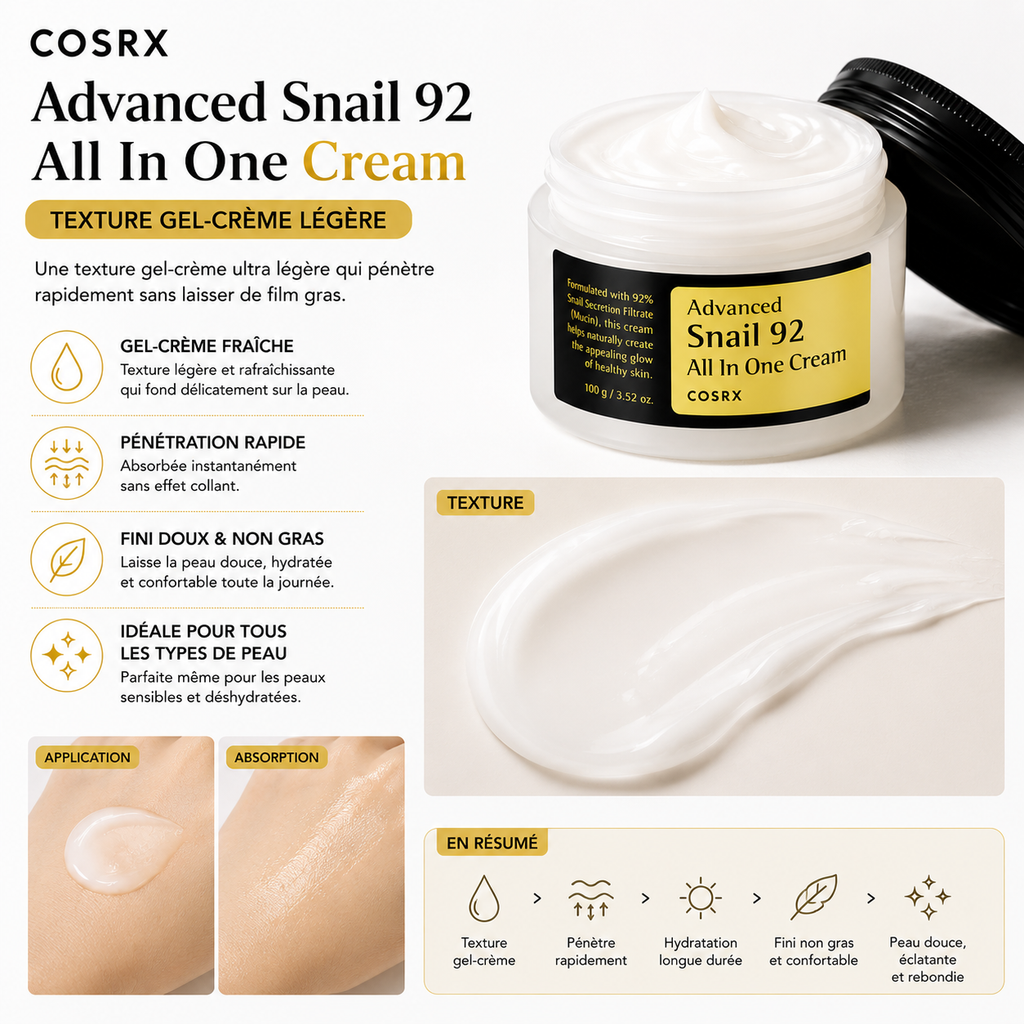 COSRX Advanced Snail 92 All In One Cream – Crème Réparatrice 100g