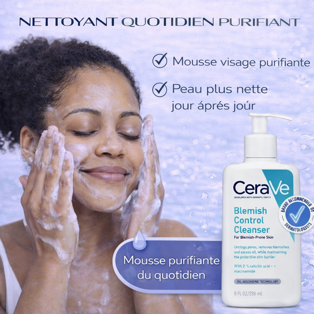 CeraVe Gel Nettoyant Anti-Imperfections 2% Acide Salicylique – Peaux Grasses à Imperfections 236ml